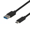 USB-kabel Deltaco USB-A till USB-C, flätad, 0.5m, 60W, svart