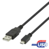 USB kabel Deltaco 2.0 USB Micro B till USB-A 2.4A 2m svart