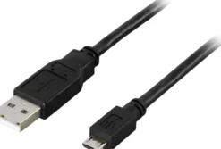 USB-kabel Deltaco USB 2.0 Typ A till Micro B, 2m, svart