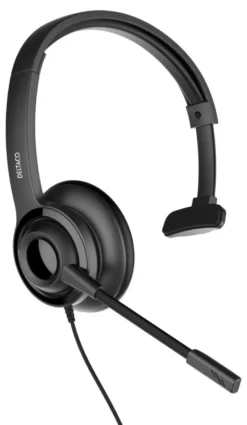 USB Monoheadset Deltaco, brusreducerande mikrofon, svart