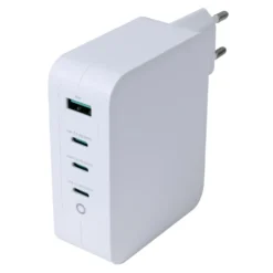 USB-väggladdare Deltaco GaN 130W, 3x USB-C, 1x USB-A, vit
