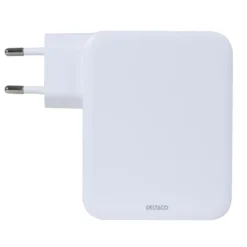 USB-väggladdare Deltaco GaN 130W, 3x USB-C, 1x USB-A, vit
