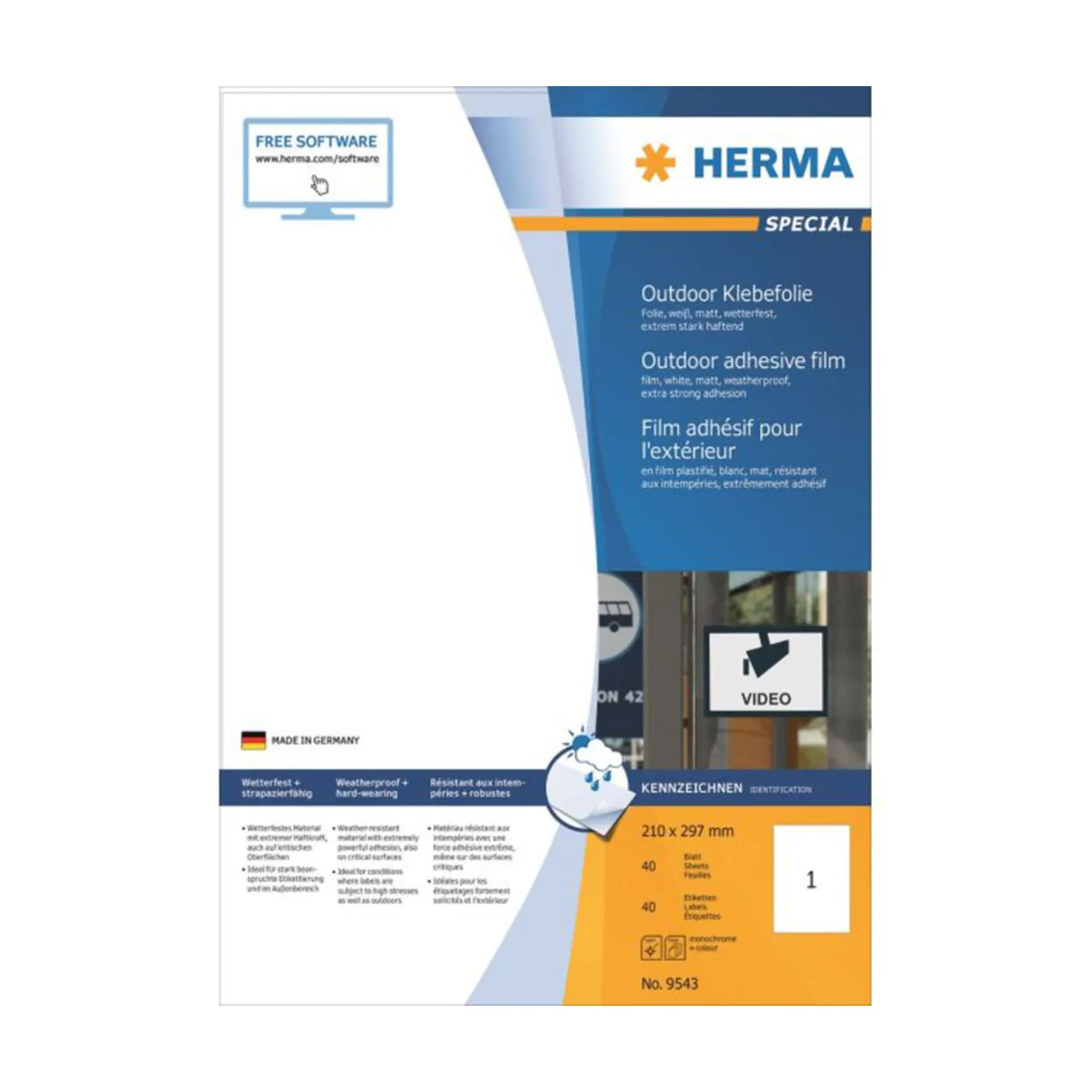 Utomhusetikett Herma Special 9543, 210x297mm, A4, 40 st