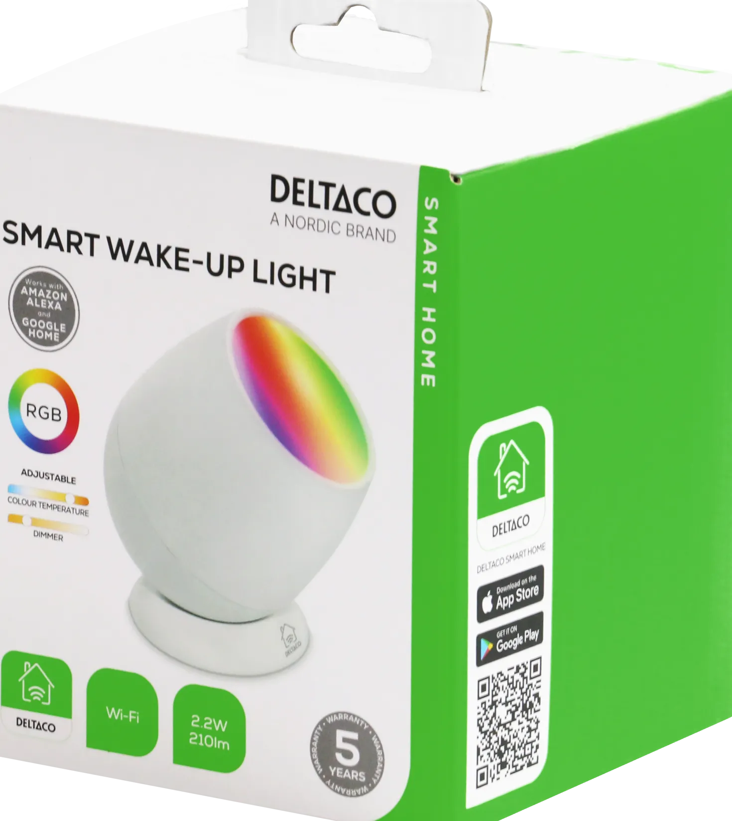 Vakna-ljus-lampa Deltaco Smart Home RGB Wake-Up, USB-C