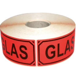 Varningsetikett BNT Office Glas, fluorescerande röd, 100x50mm, 1000st