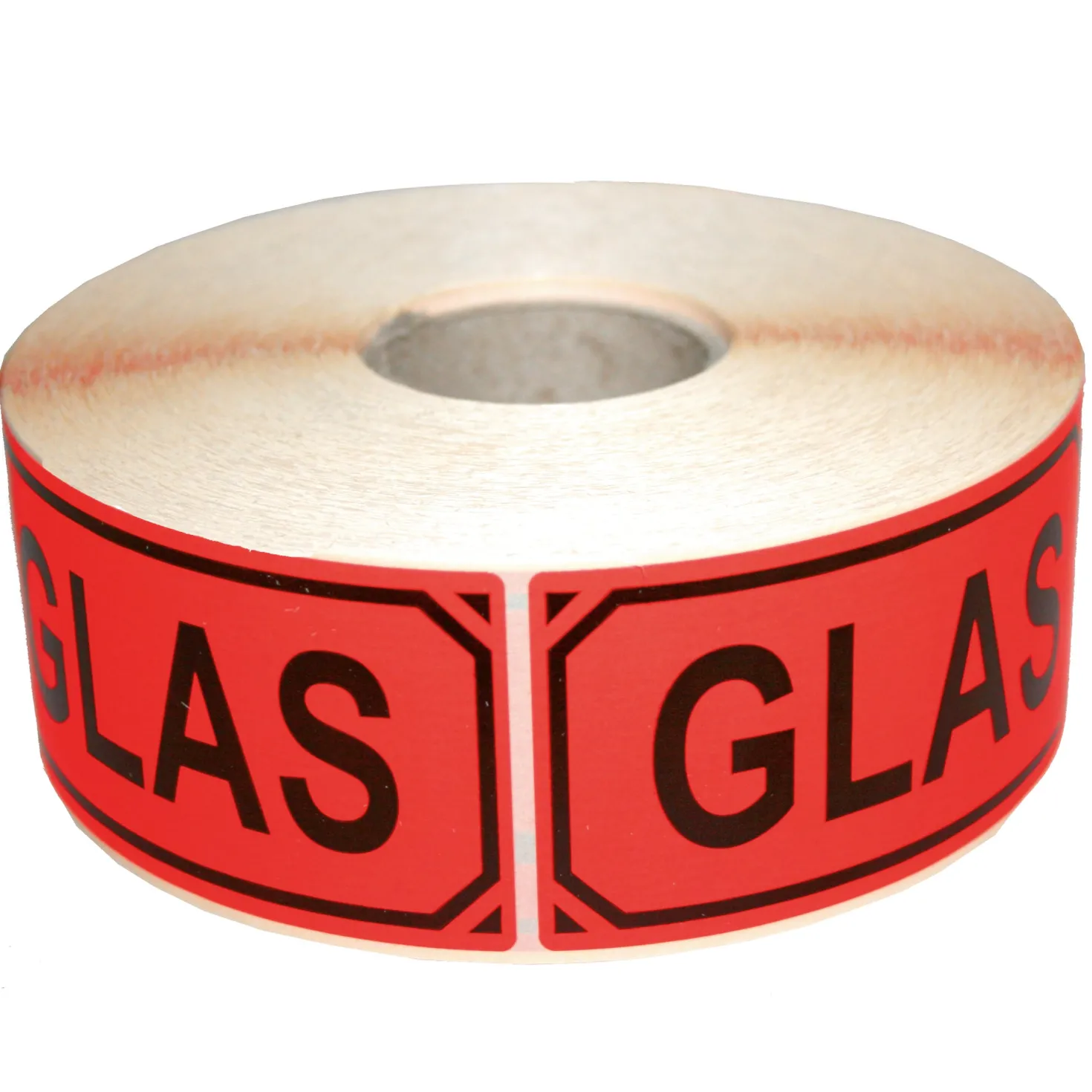Varningsetikett BNT Office Glas, fluorescerande röd, 100x50mm, 1000st