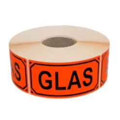 Varningsetikett BNT Office Glas, fluorescerande röd, 100x50mm, 1000st