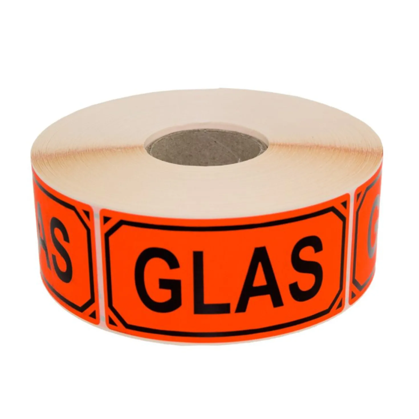 Varningsetikett BNT Office Glas, fluorescerande röd, 100x50mm, 1000st