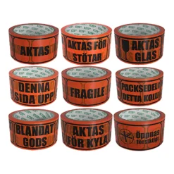 Varningstejp Etab Blandat gods, fluorescerande orange, 33m x 50mm