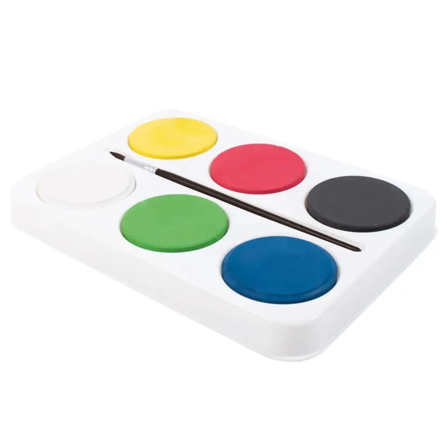 Vattenfärgspalett Playbox med pensel, 6 färger, Ø 55-57 mm