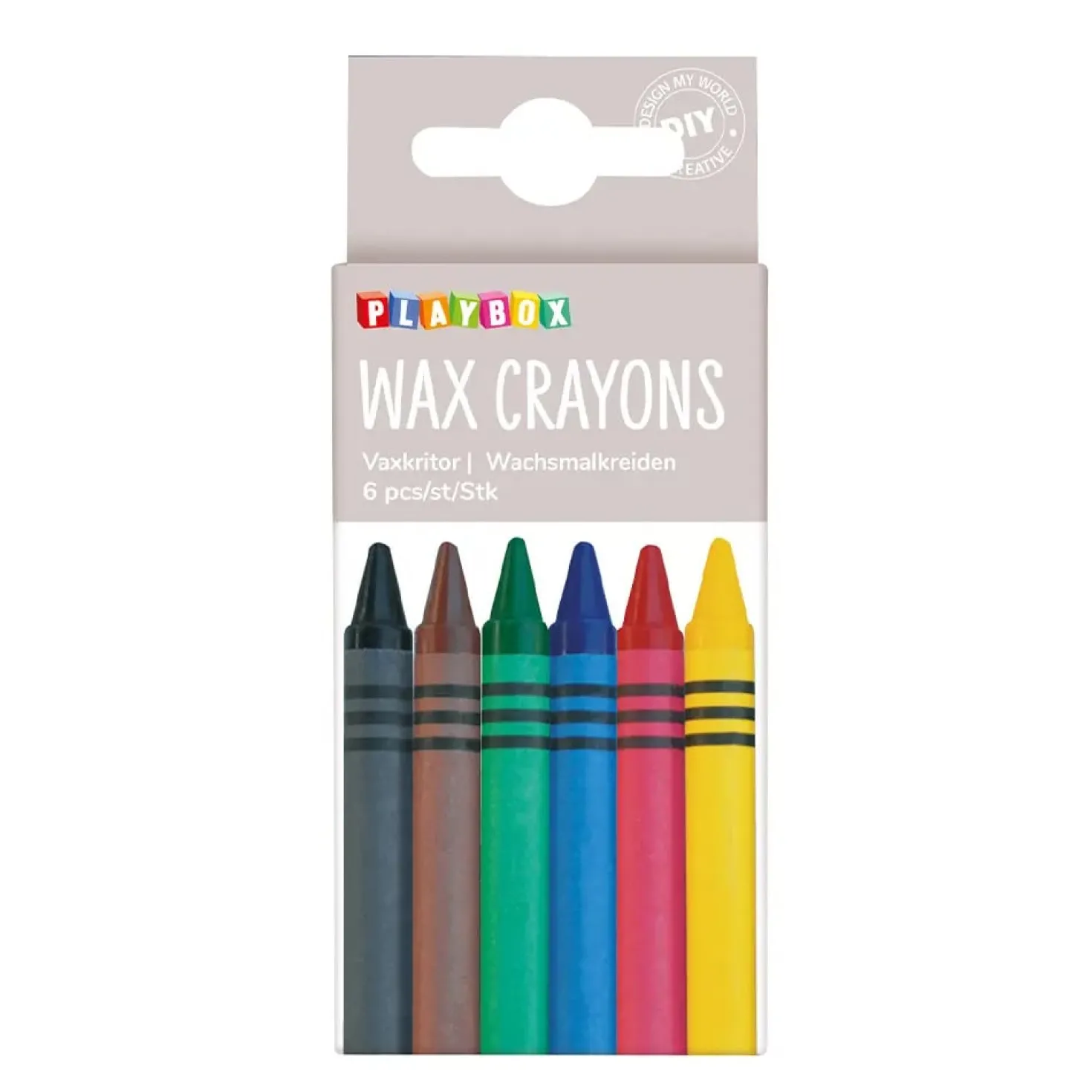 Vaxkrita Playbox Smal, basfärger, 6-pack