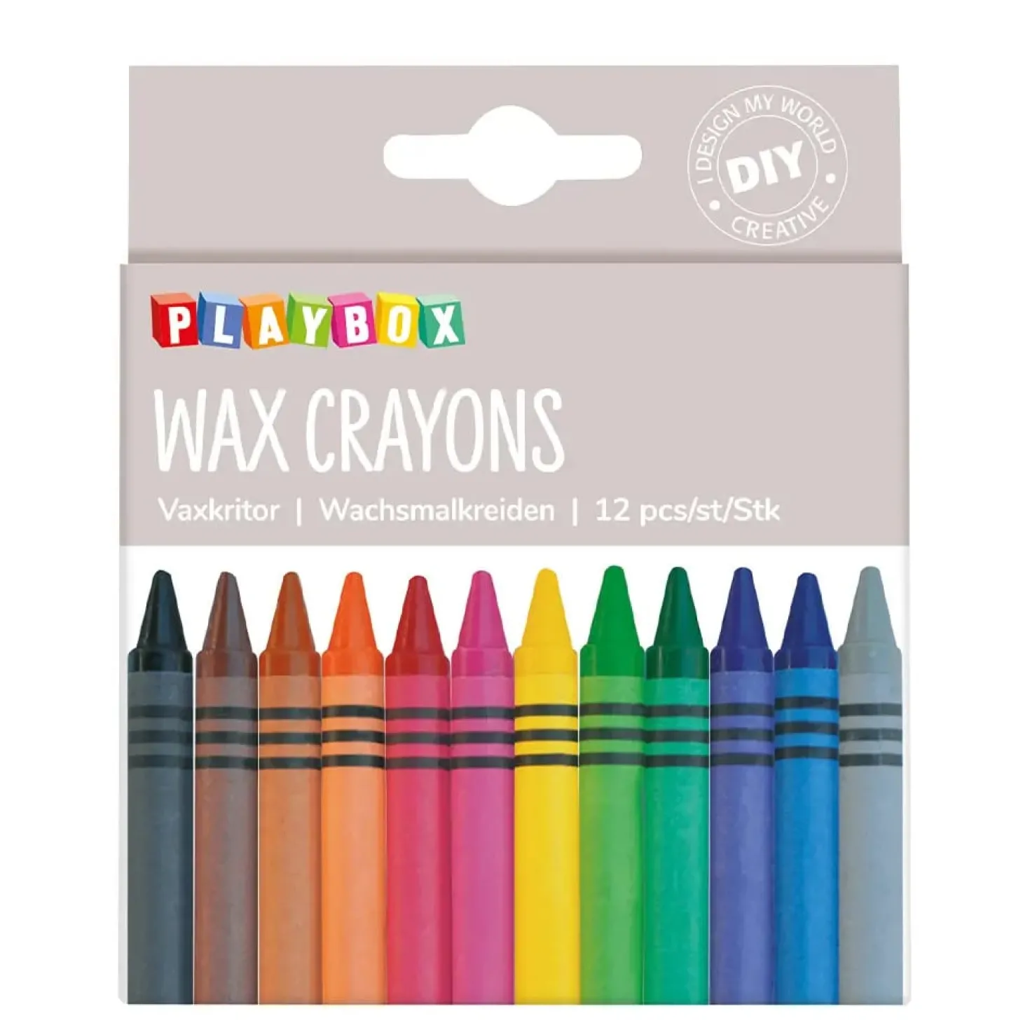 Vaxkrita Playbox Smal, blandade basfärger