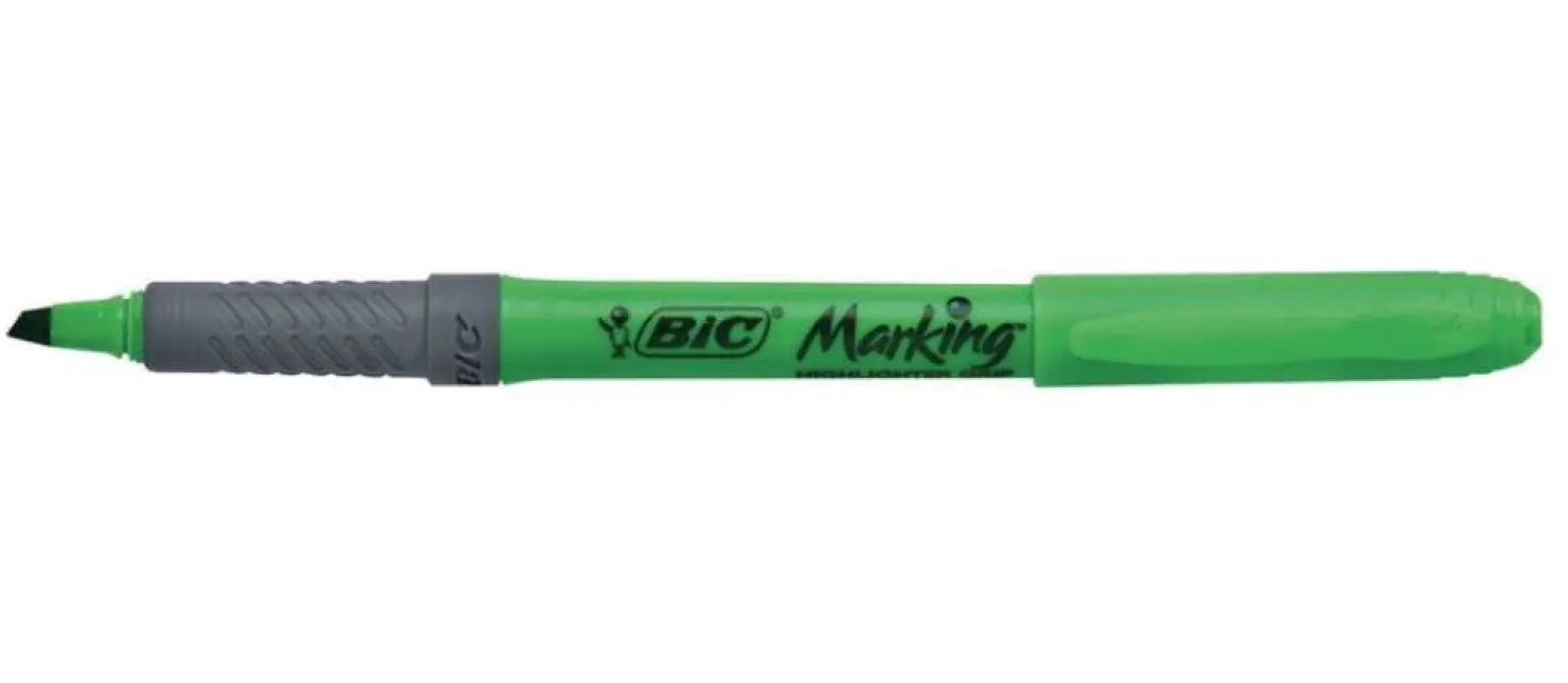 Överstrykningspenna Bic Highlighter Grip, grön, mejselspets
