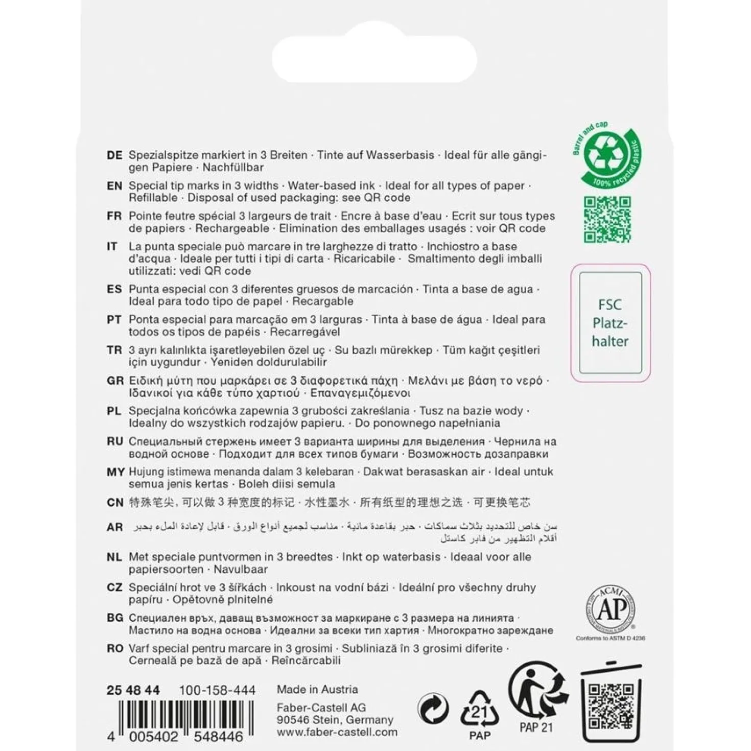 Överstrykningspenna Faber-Castell 1548, 4-set blandade färger