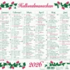 Väggkalender Burde Lilla Hallonalmanackan 2026, halvår per sida, 190x245mm