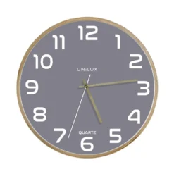 Väggklocka Unilux Baltic, tyst mekanism, Ø 31,5 cm, björk, grå
