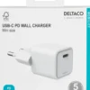 Väggladdare Deltaco USB-C Mini, Power Delivery 20W