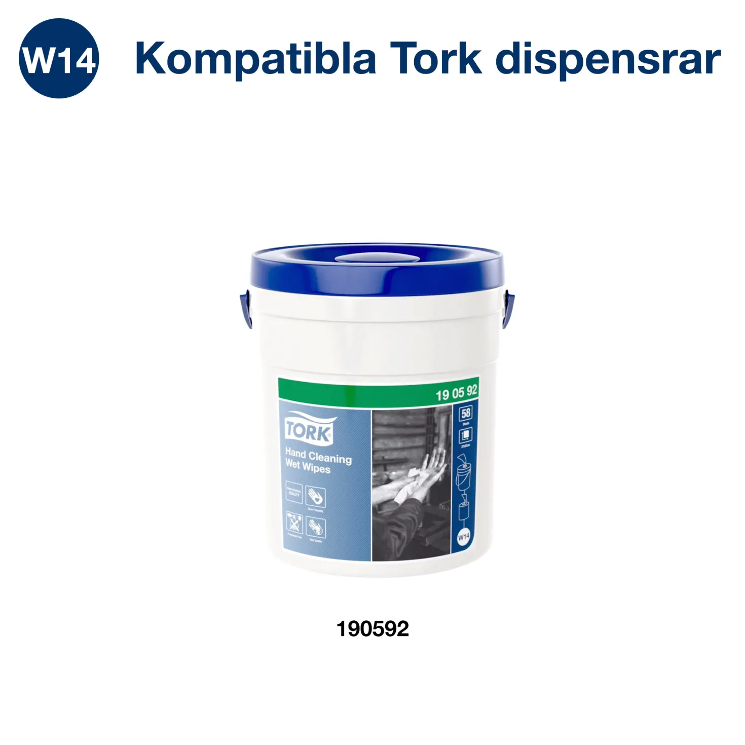 Våtdukar Tork Handrengöring Oparfymerad, 58 st, hink