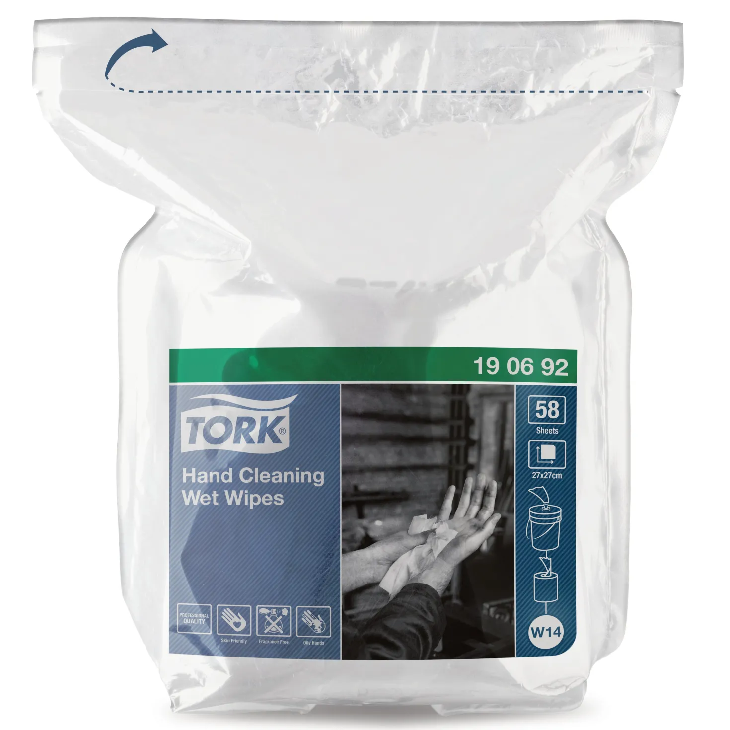 Våtdukar Tork Handrengöring Refill, parfymfri, 4x