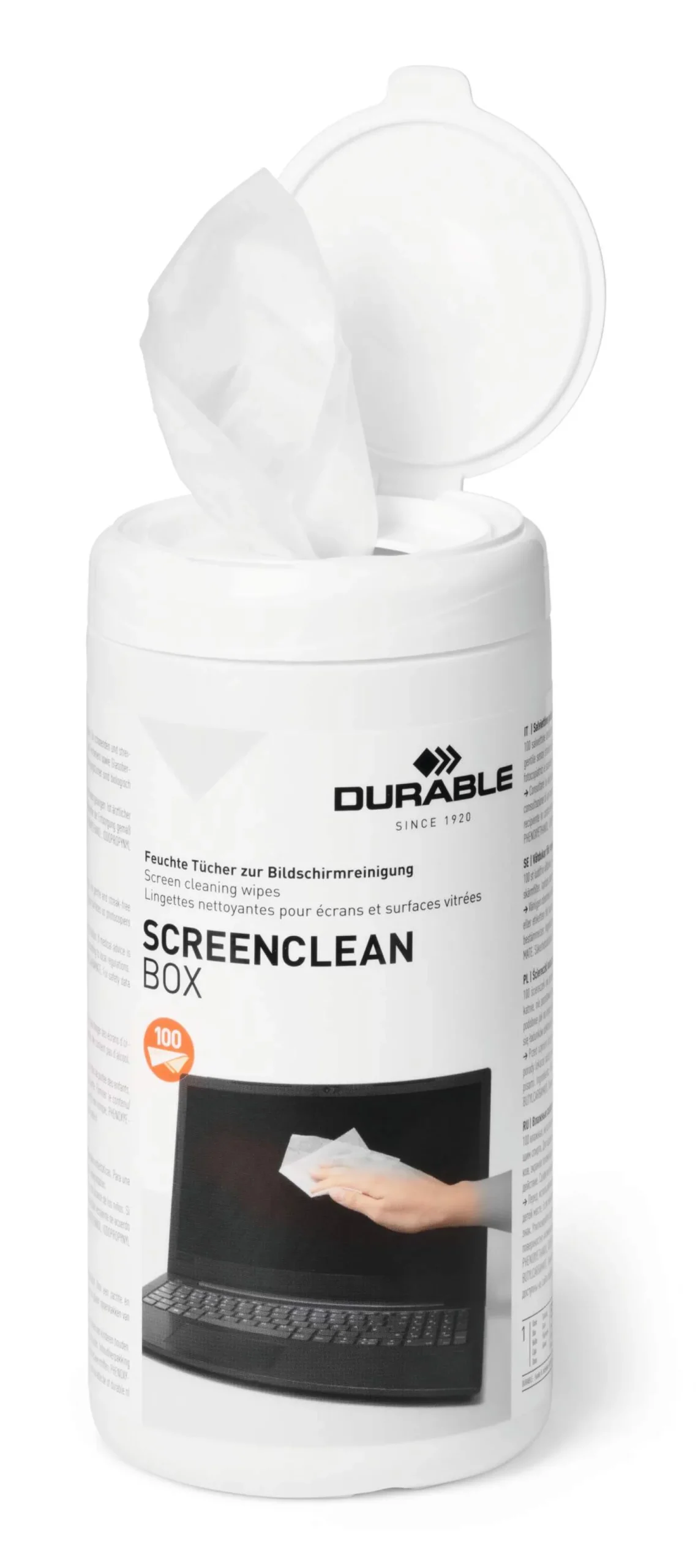 Våtduk Durable Screenclean, alkoholfri, antistatisk, 100 st