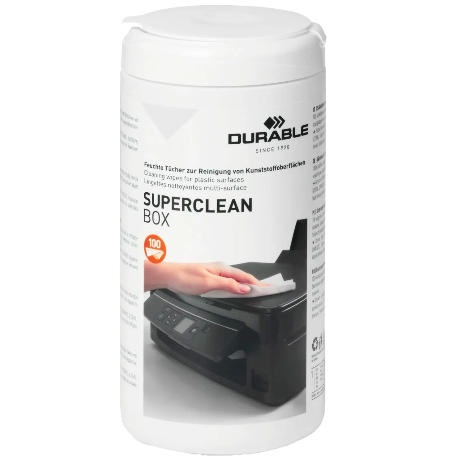 Våtduk Durable Superclean Alkoholfri, antistatisk, 100 st