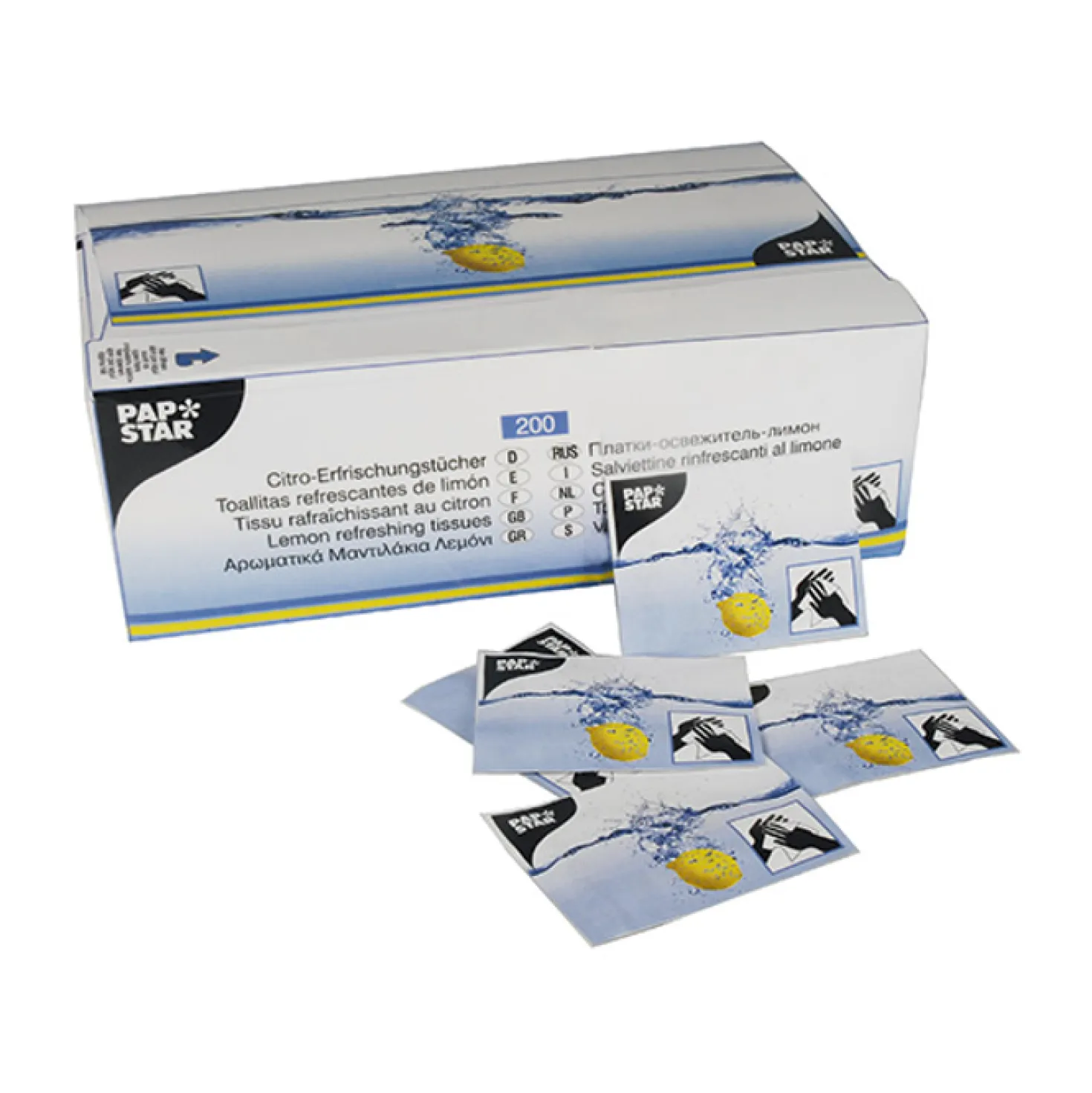 Våtservetter Papstar Citron, individuellt förpackade, 200 st