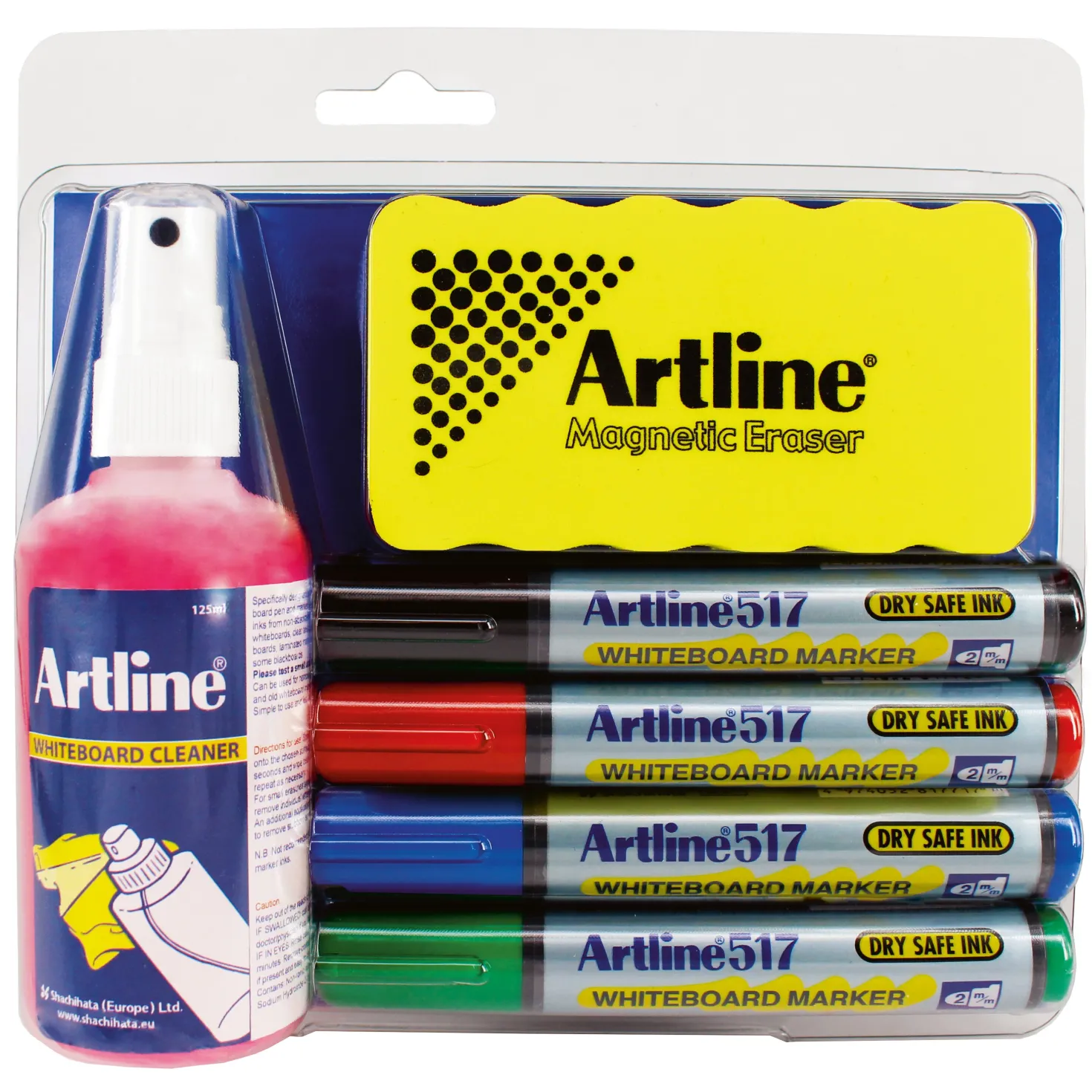Whiteboardkit Artline EK-517CLEANINGKIT, 4 pennor, magnetsudd, 135 ml