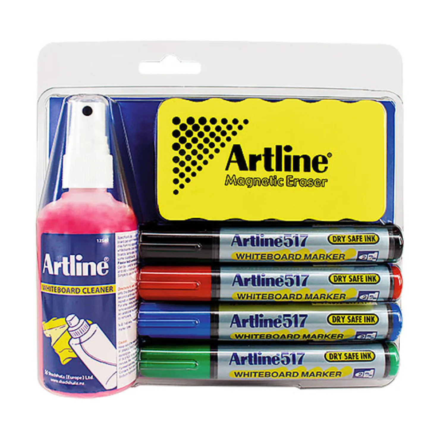Whiteboardkit Artline EK-517CLEANINGKIT, 4 pennor, magnetsudd, 135 ml