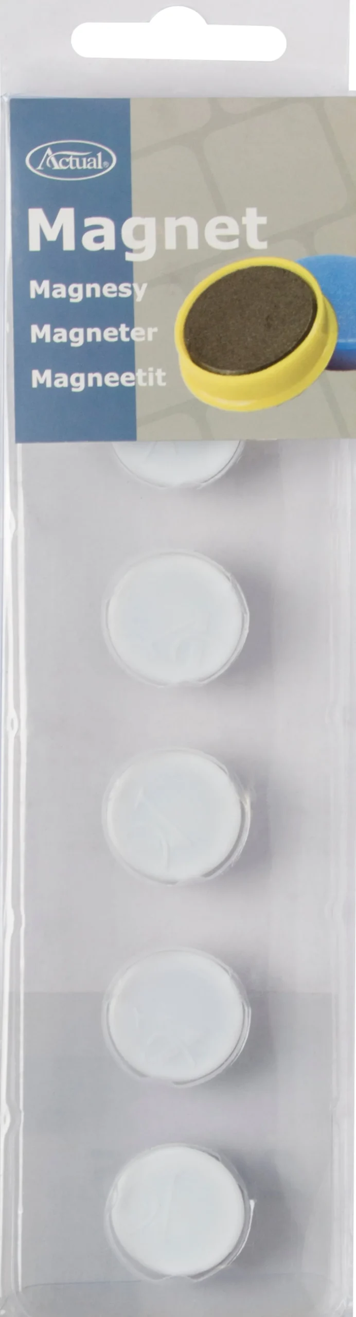 Whiteboardmagnet Actual 20 mm, vit, 6 st