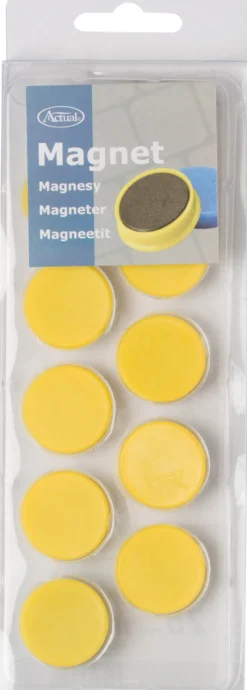 Whiteboardmagnet Actual Rund, gul, 25 mm, 10 st