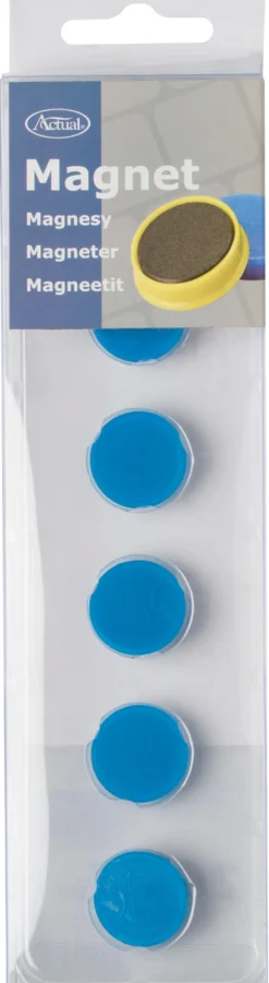 Whiteboardmagnet Actual Rund, blå, 20 mm, 6 st