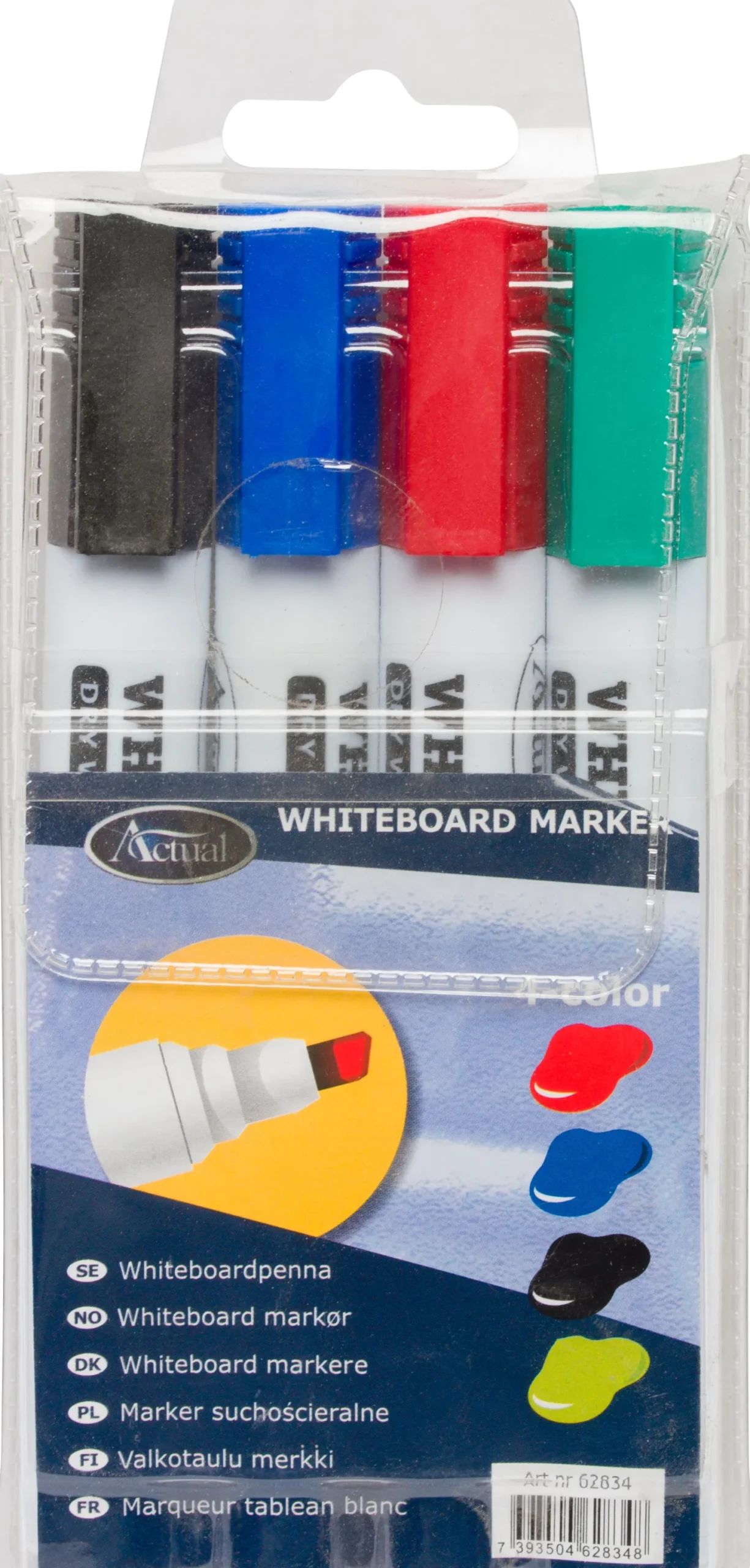 Whiteboardpenna Actual snedskuren spets, 4-set, blandade färger