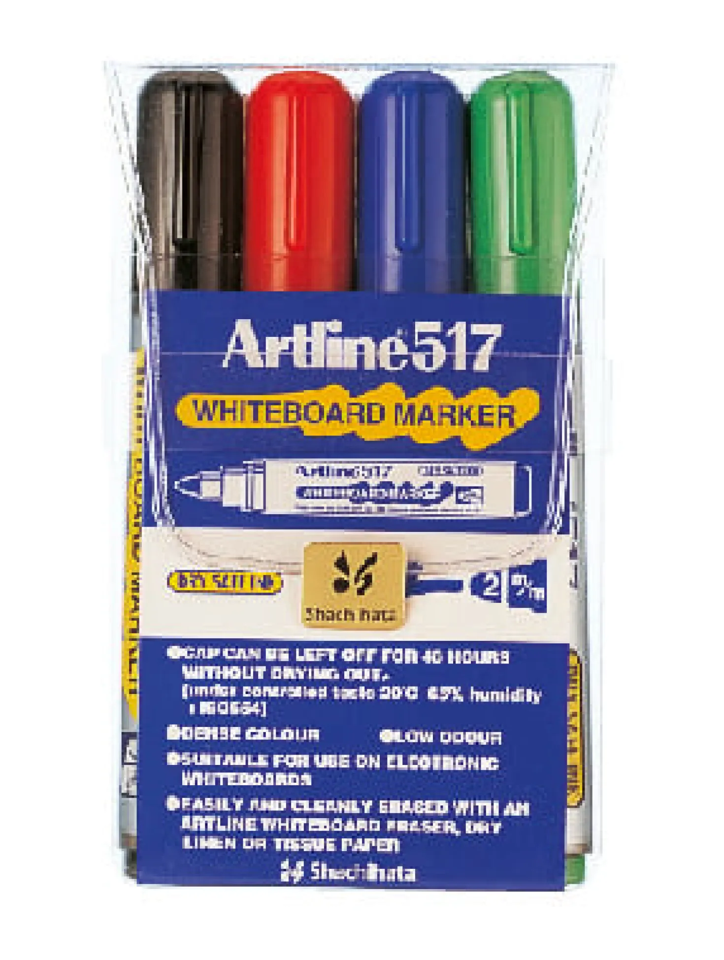 Whiteboardpenna Artline 517, rundspets 3 mm, 4-set blandade färger