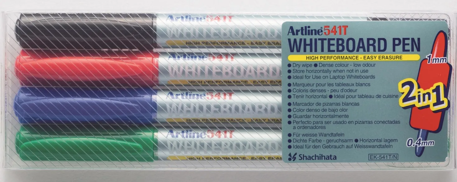 Whiteboardpenna Artline 541T Dubbelspetsad, 4-set, blandade färger