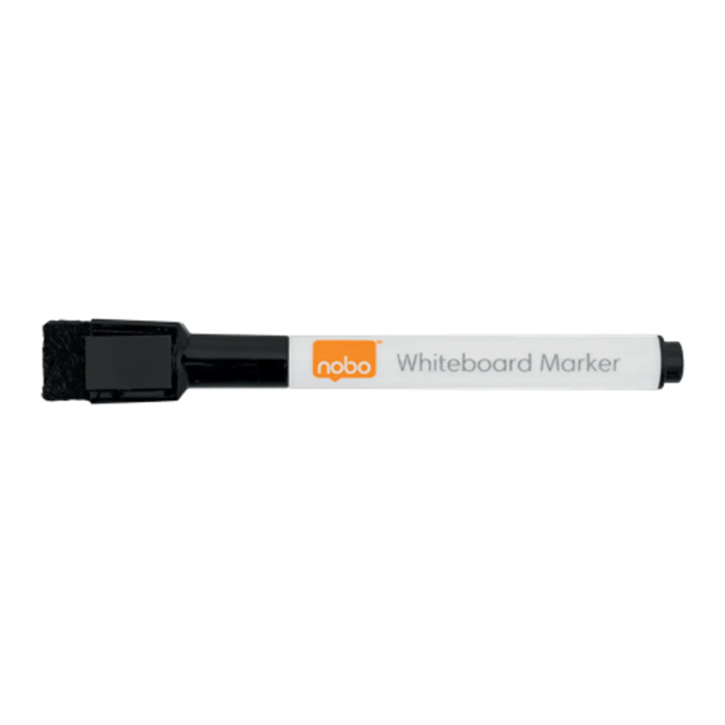 Whiteboardpenna Nobo Dry-Erase med sudd, svart, tunn spets
