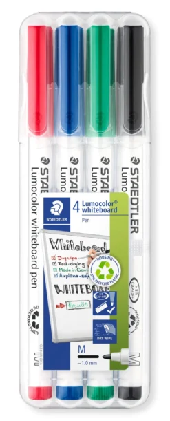 Whiteboardpenna Staedtler Lumocolor 4-set, 1-2 mm, blandade färger