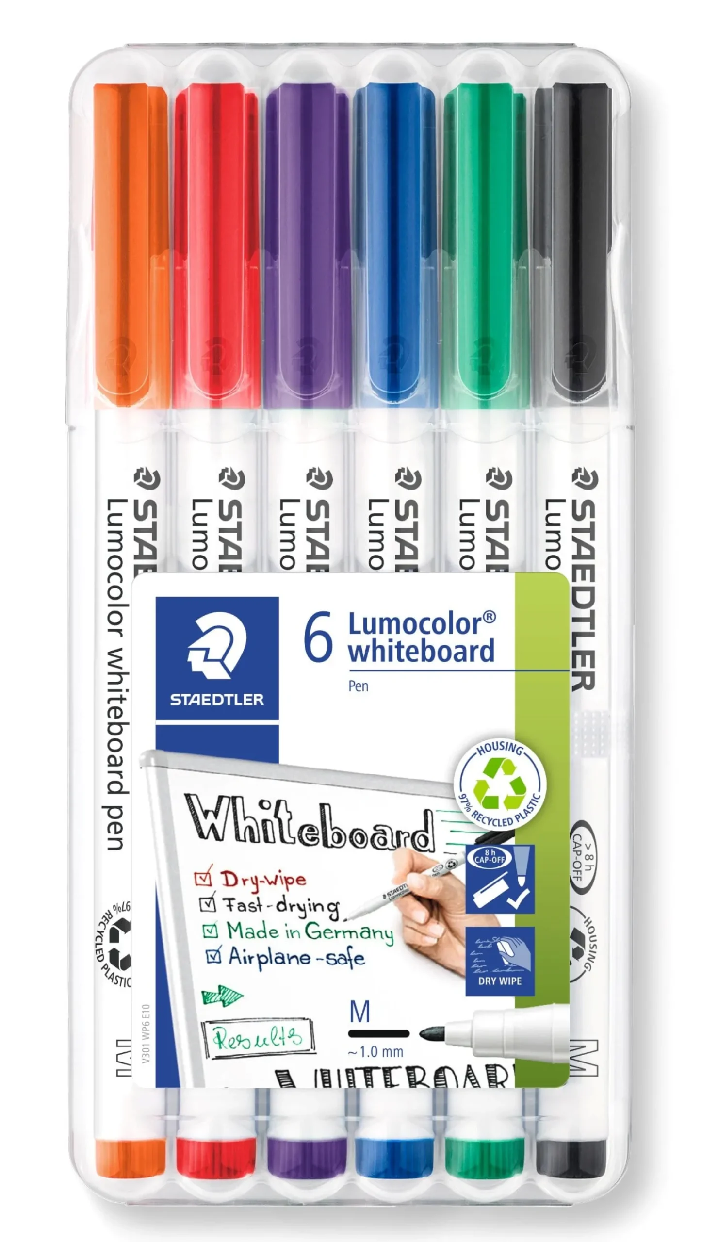 Whiteboardpenna Staedtler Lumocolor 6-set, blandade färger, 2 mm