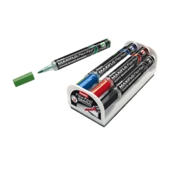 Whiteboardset Pentel Maxiflo Flex-Feel, 4 pennor, magnetisk sudd