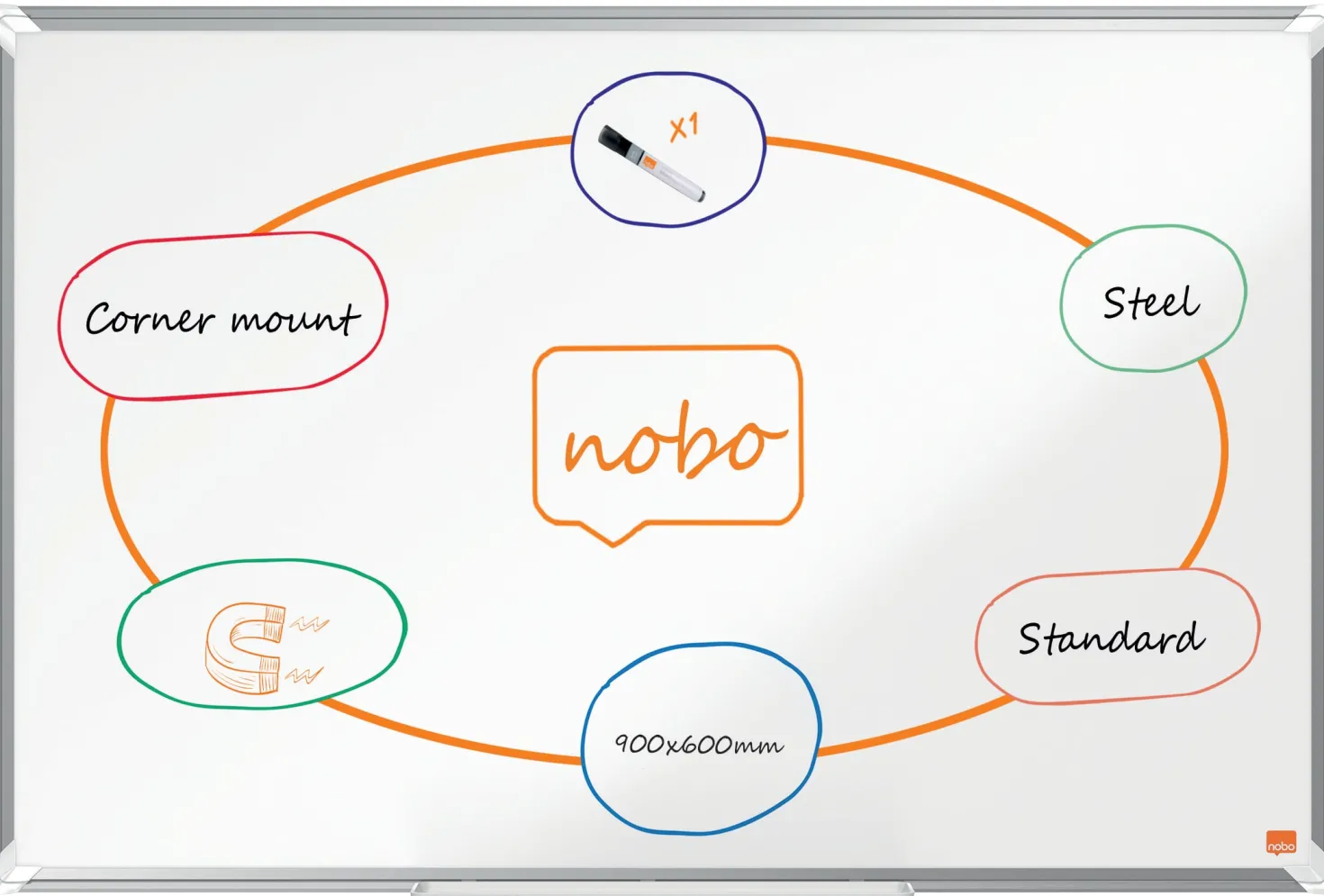 Whiteboardtavla Nobo Premium Stål, magnetisk, 900x600 mm