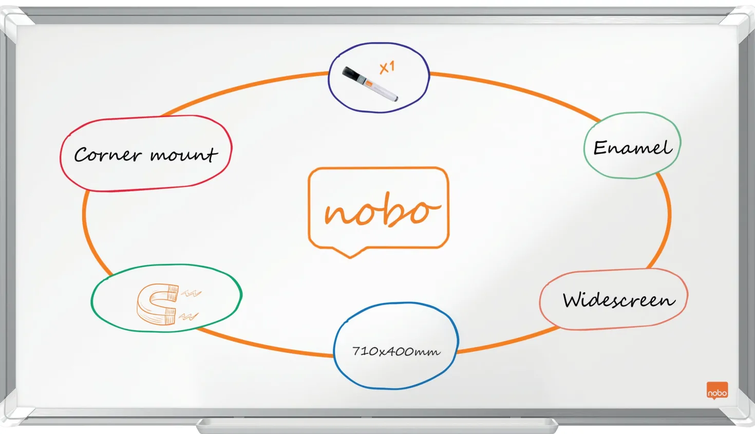 Whiteboardtavla Nobo Premium Emalj, magnetisk, 710x400 mm