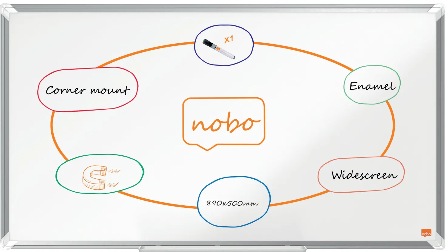 Whiteboardtavla Nobo Premium Emalj, magnetisk, 890x500 mm