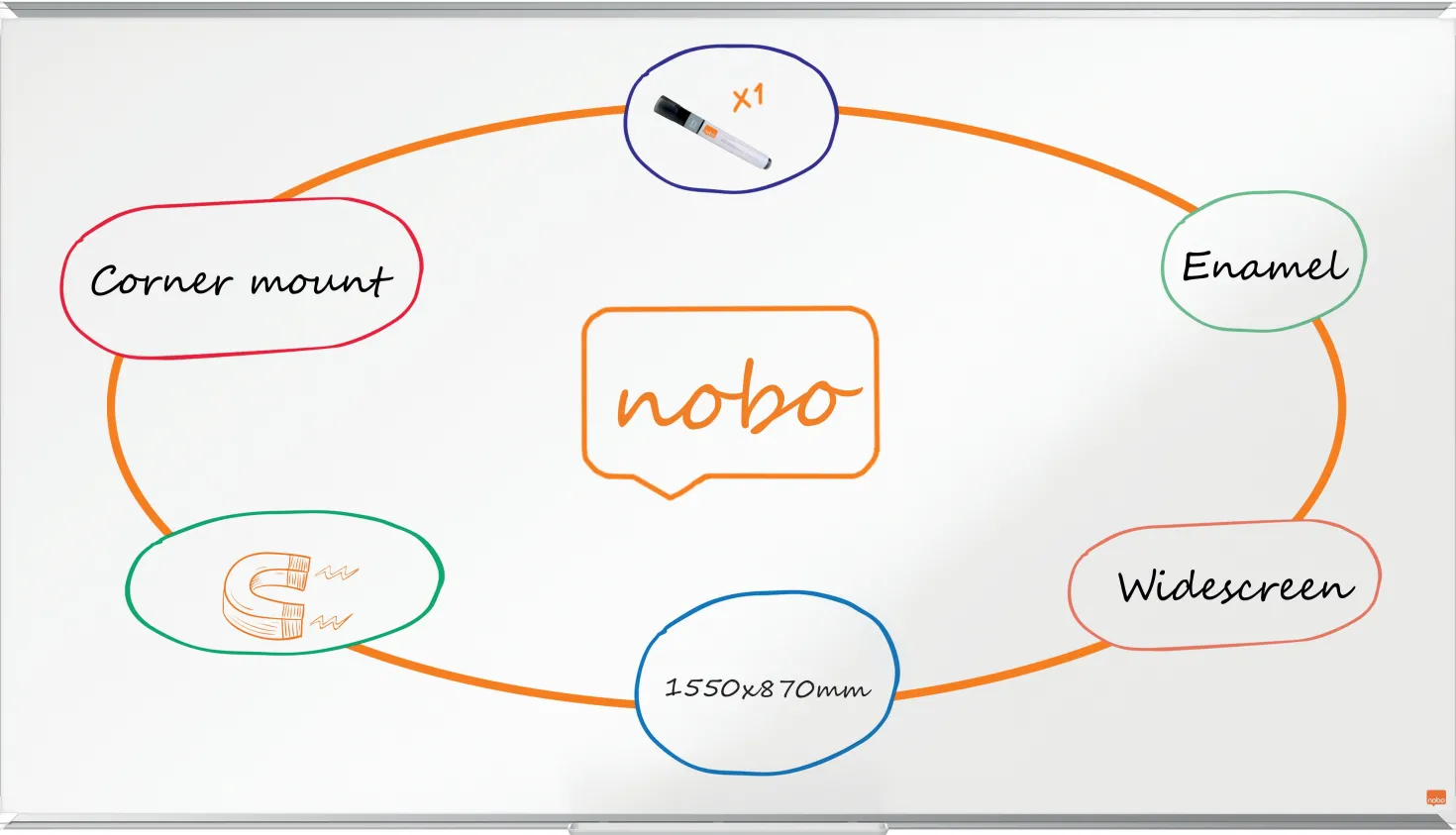 Whiteboardtavla Nobo Premium Emalj, 1550x870 mm, magnetisk