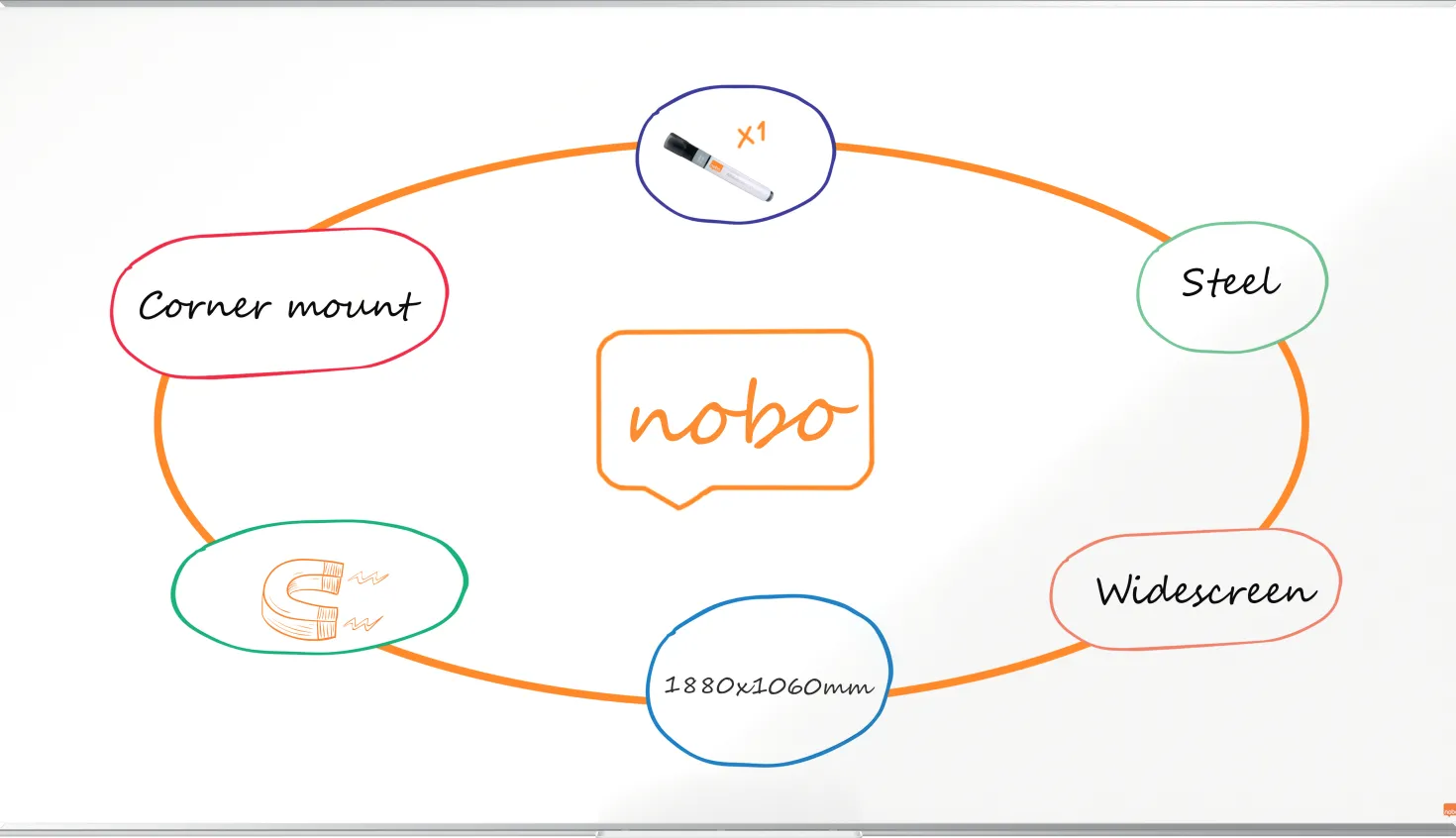 Whiteboardtavla Nobo Premium Plus Stål, magnetisk, 1880x1060 mm